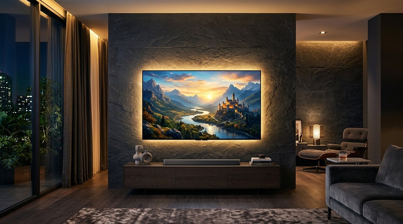 Samsung Smart TV displaying IPTV channel menu and modern Tizen OS interface